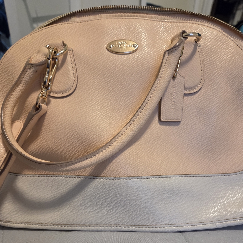 Coach Pink and Cream Leather Satchel
